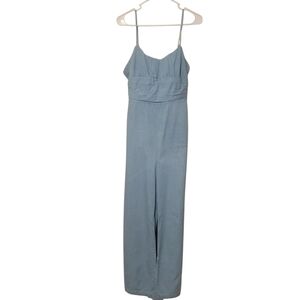 EUC Lovers and Friends 100% Cotton Chambray Wide Leg Jumpsuit, Size Medium
